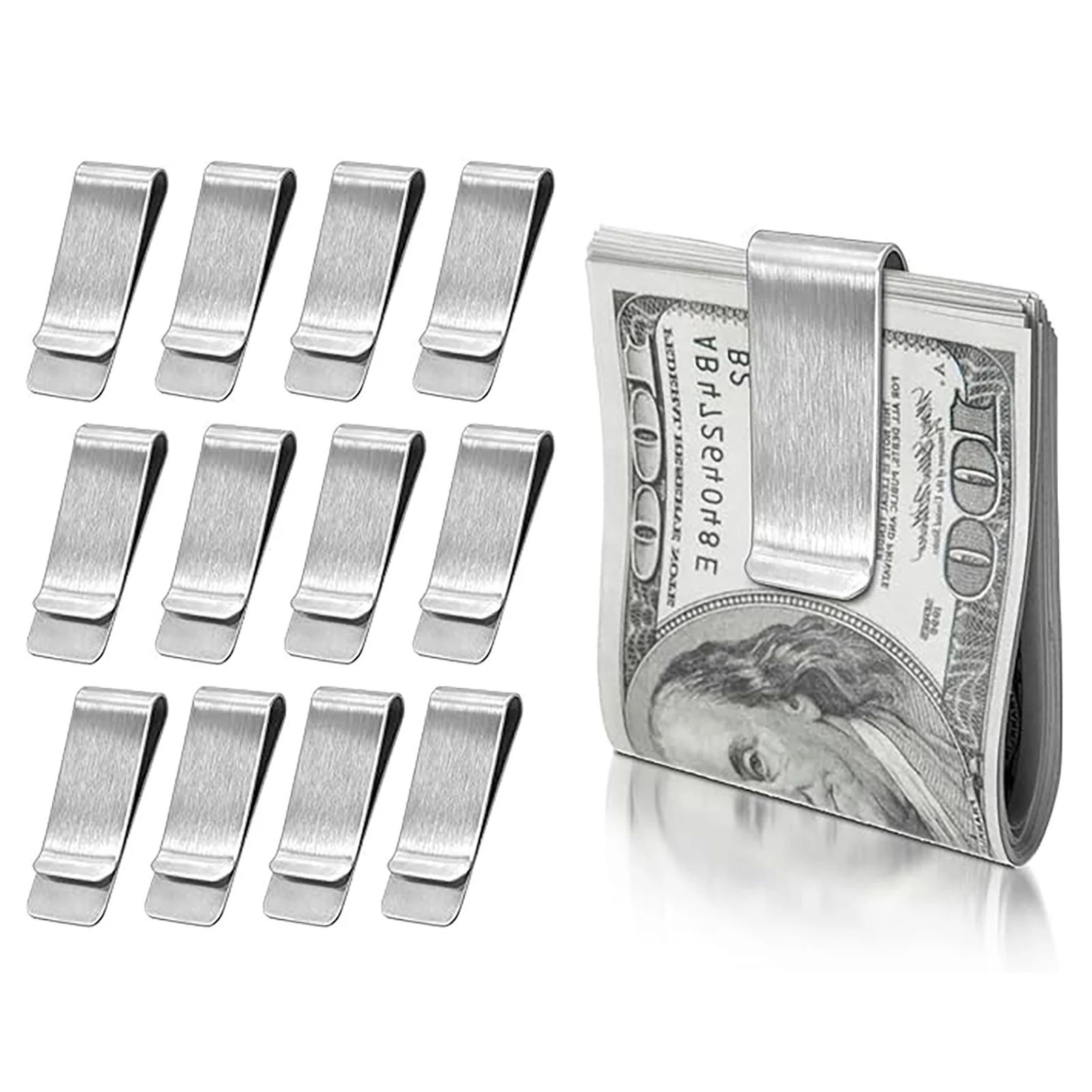 12 Pcs Stainless Steel Money Clips | Ultra Thin Slim Wallet Clip For Cash & Credit Cards, Smooth Edge Pocket Holder 12 Pcs