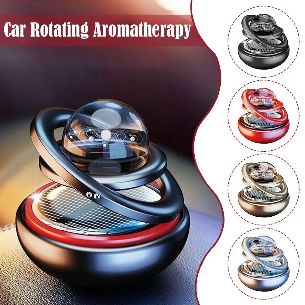 Solar Rotating Car Aromatherapy Diffuser Ornament For Dashboard Freshness gold