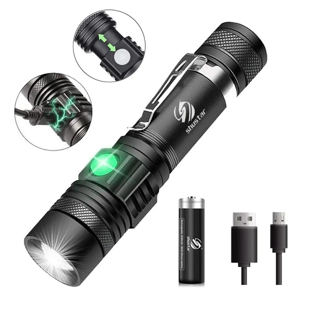 High Power Zoomable LED Tactical Flashlight package B 1200 Mah