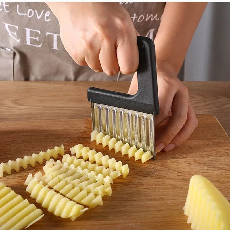Stainless Steel Wavy Crinkle Slicer & Potato Cutter yellow