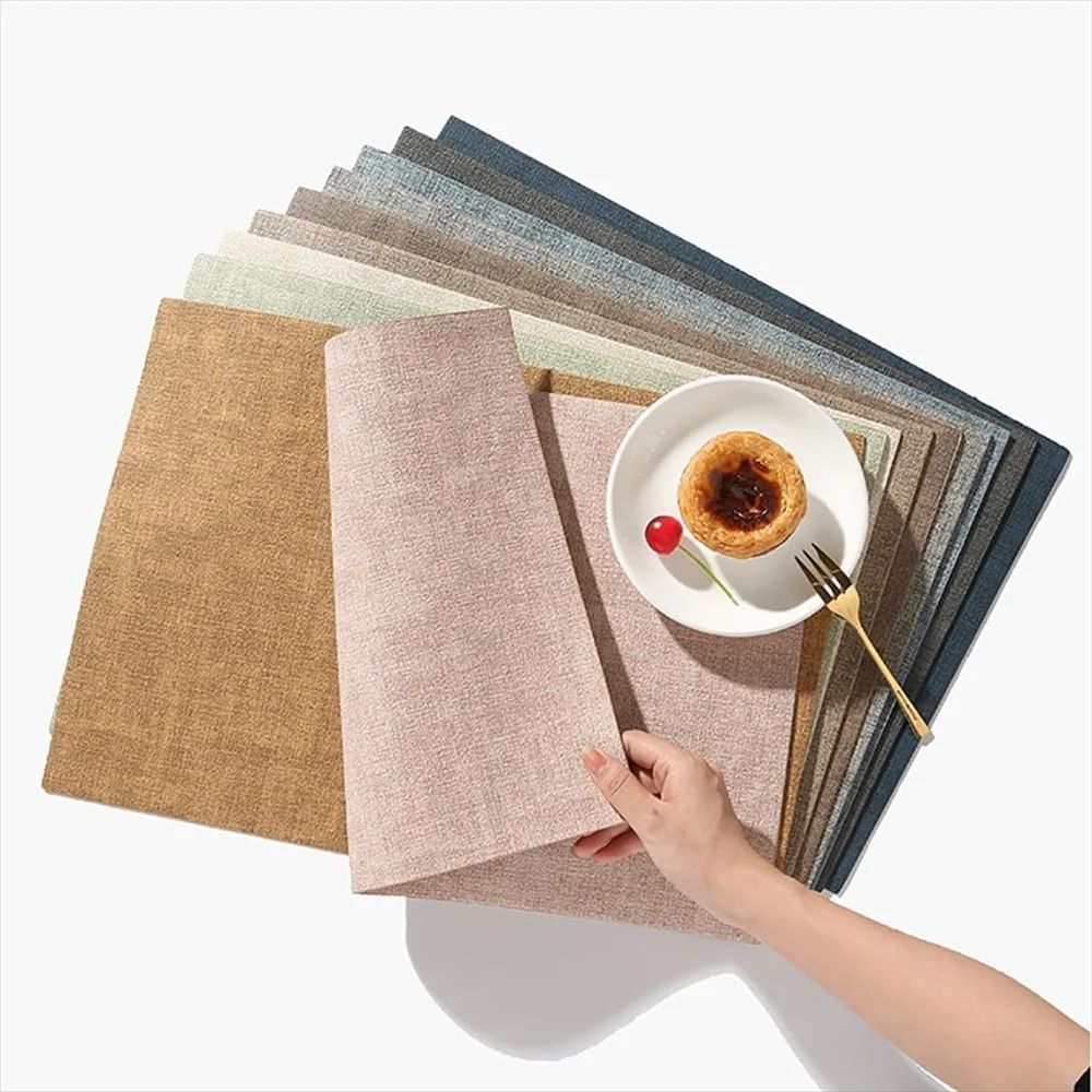 Premium Leather Table Place Mats Dual Sided Cloth Pattern Heat Resistant & Waterproof Dining Mats green 4 Pcs