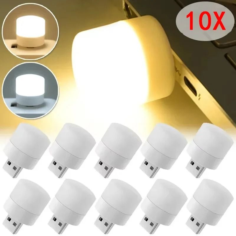 20 Piece Mini USB LED Night Light Set Eye Protection Reading Light For Laptop, Power Bank, & Travel 3 Pcs White