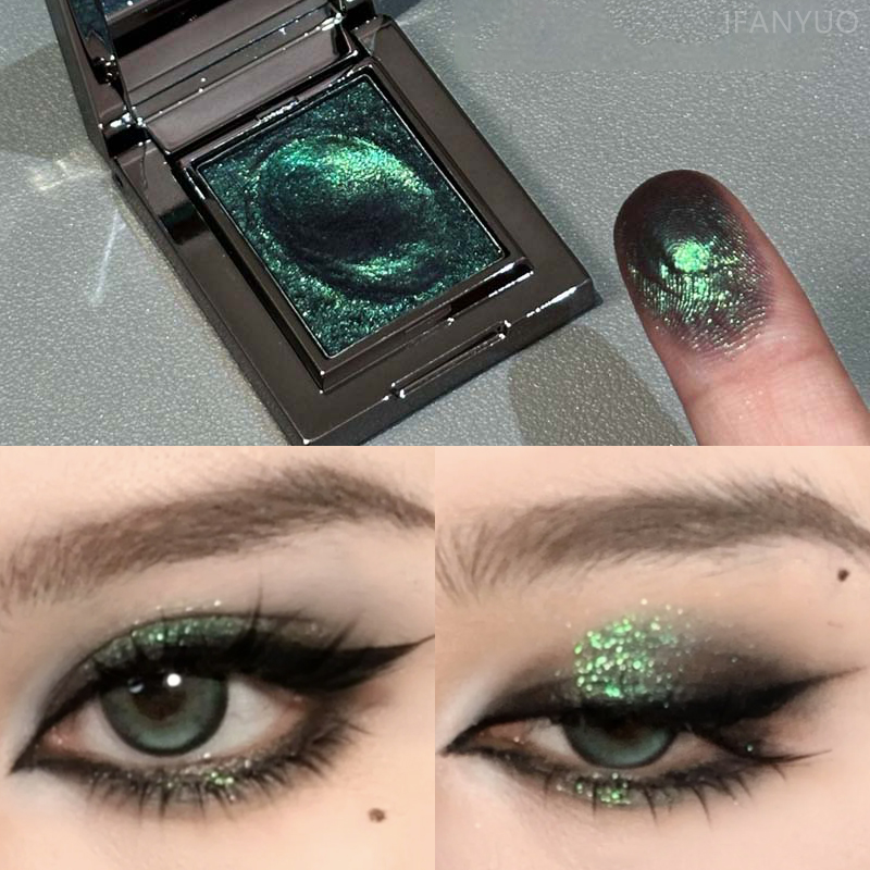 Fine Chameleon Dark Green Eyeshadow, Mashed Potato Sparkling Pearlescent Palette For Brightening Makeup 2