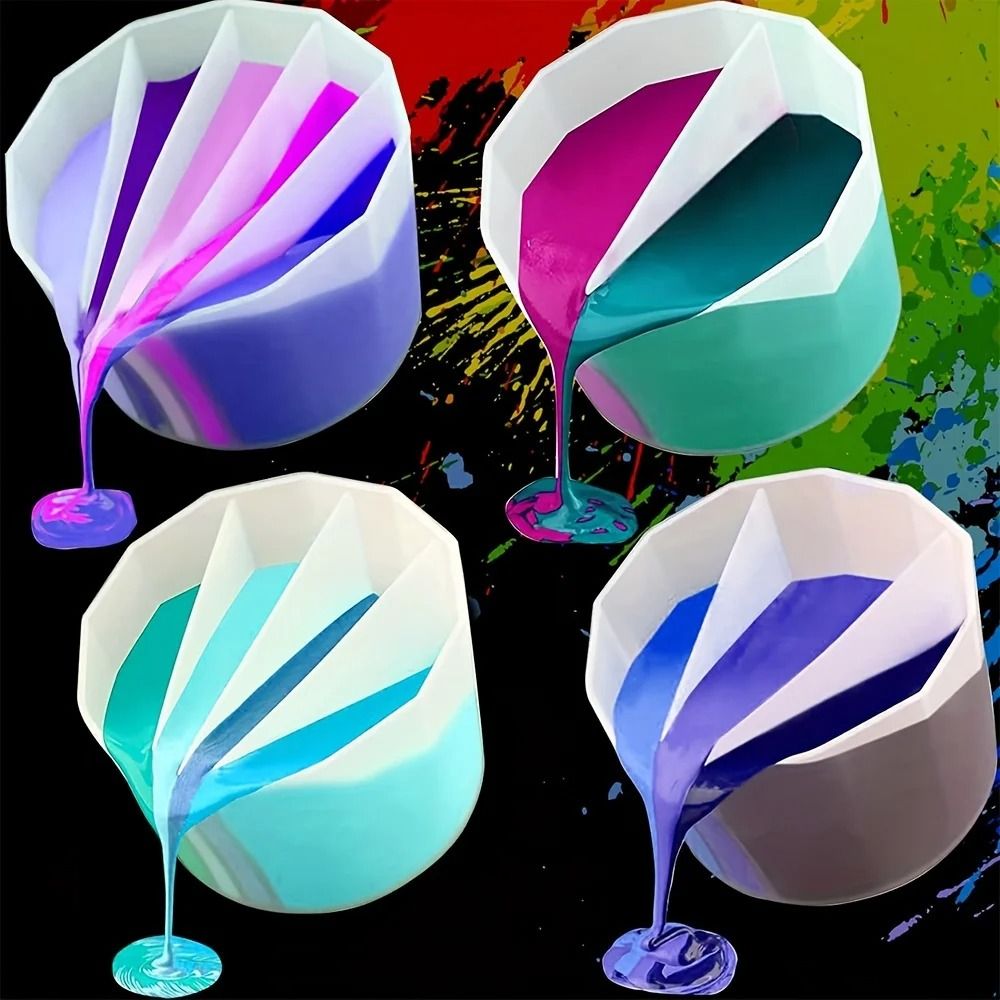 High Flexibility Silicone Split Cup For Fluid Art And Multi Channel Paint Pouring 3 Grid Triple Pour
