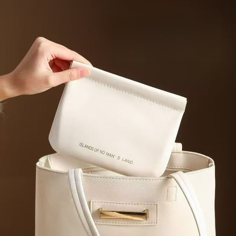 Portable PU Leather Tech Organizer With Snap Closure For Earphones, Cable, Charger, Toiletry And Travel Makeup Carry Cas pink