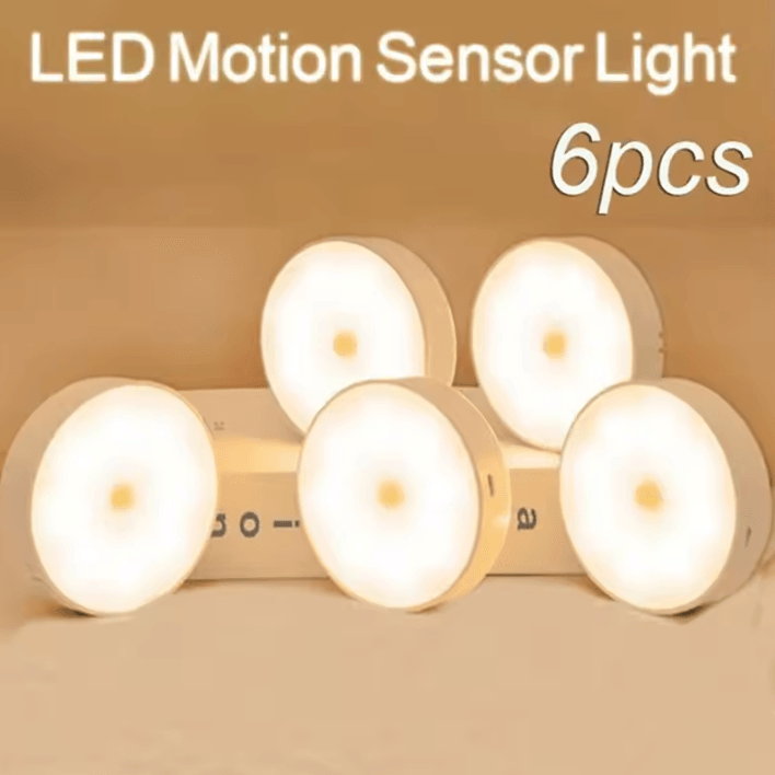 Rechargeable Motion Sensor Night Light USB LED Wireless Closet & Cabinet Light warm White 5pcs