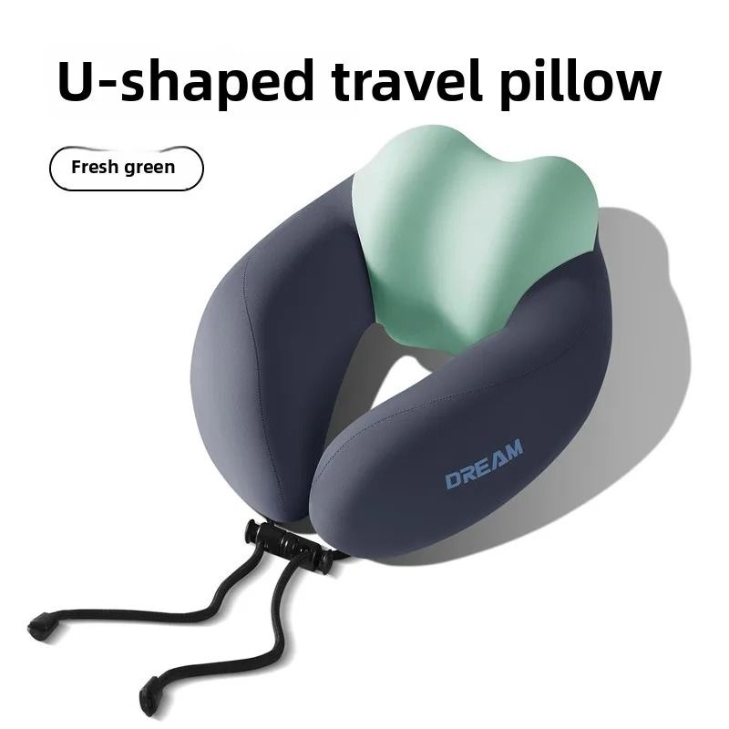Ergonomic Memory Foam Travel Neck Pillow With Cervical Support And Washable Cover light Green