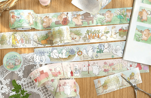 Kawaii Cartoon Animal Masking Tape For Scrapbooking Journals And Crafts style 03