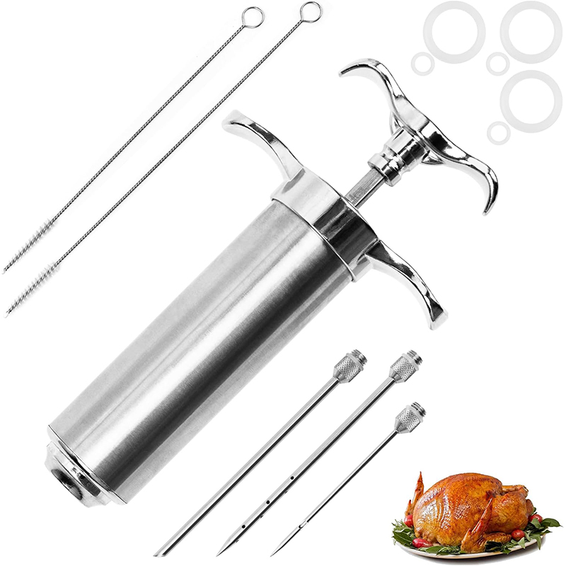 Meat Injector Syringe Kit, Stainless Steel BBQ Marinade Injector, Kitchen Turkey Injector Syringe With Marinade Needle Meat Injector Syringe Kit, Stainless Steel BBQ Marinade Injector, Kitchen Turkey Injector Syringe With Marinade Needle