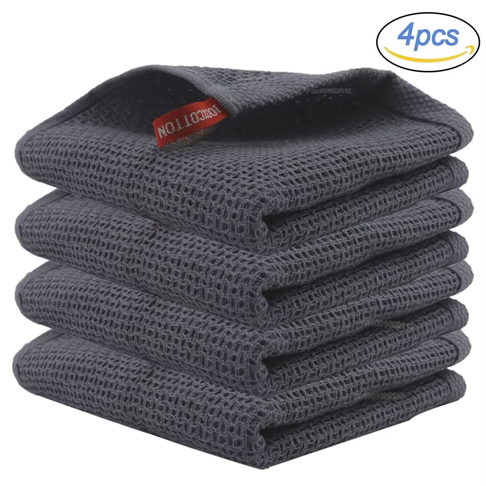 Ultra Soft Cotton Kitchen Towels 4 Pack Absorbent Magic Cleaning Cloths red 34x34cm 4pcs