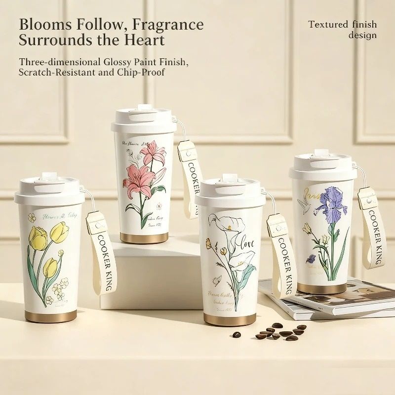 Flower Series Thermal Coffee Cup tulip 17.6 Oz.