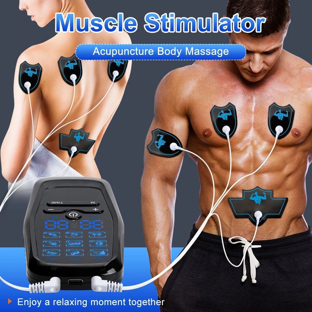 Physiotherapy TENS Muscle Stimulator Electric EMS Acupuncture Body Massage Machine set A With 20tabs