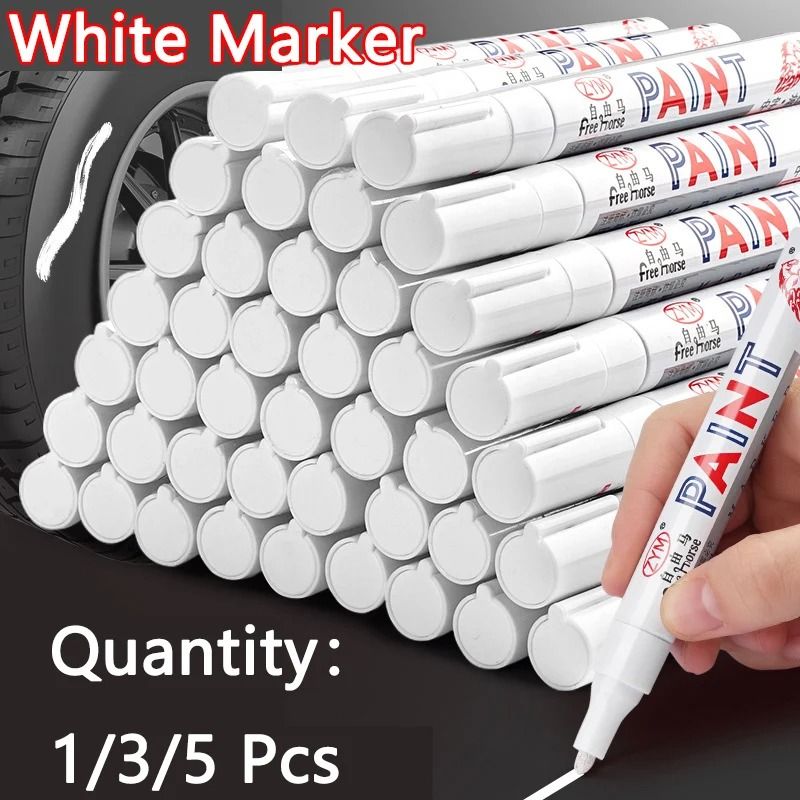 Professional White Marker Pen Set Waterproof Oily Graffiti & Sketching Tools 5 Pcs 1.0 Mm