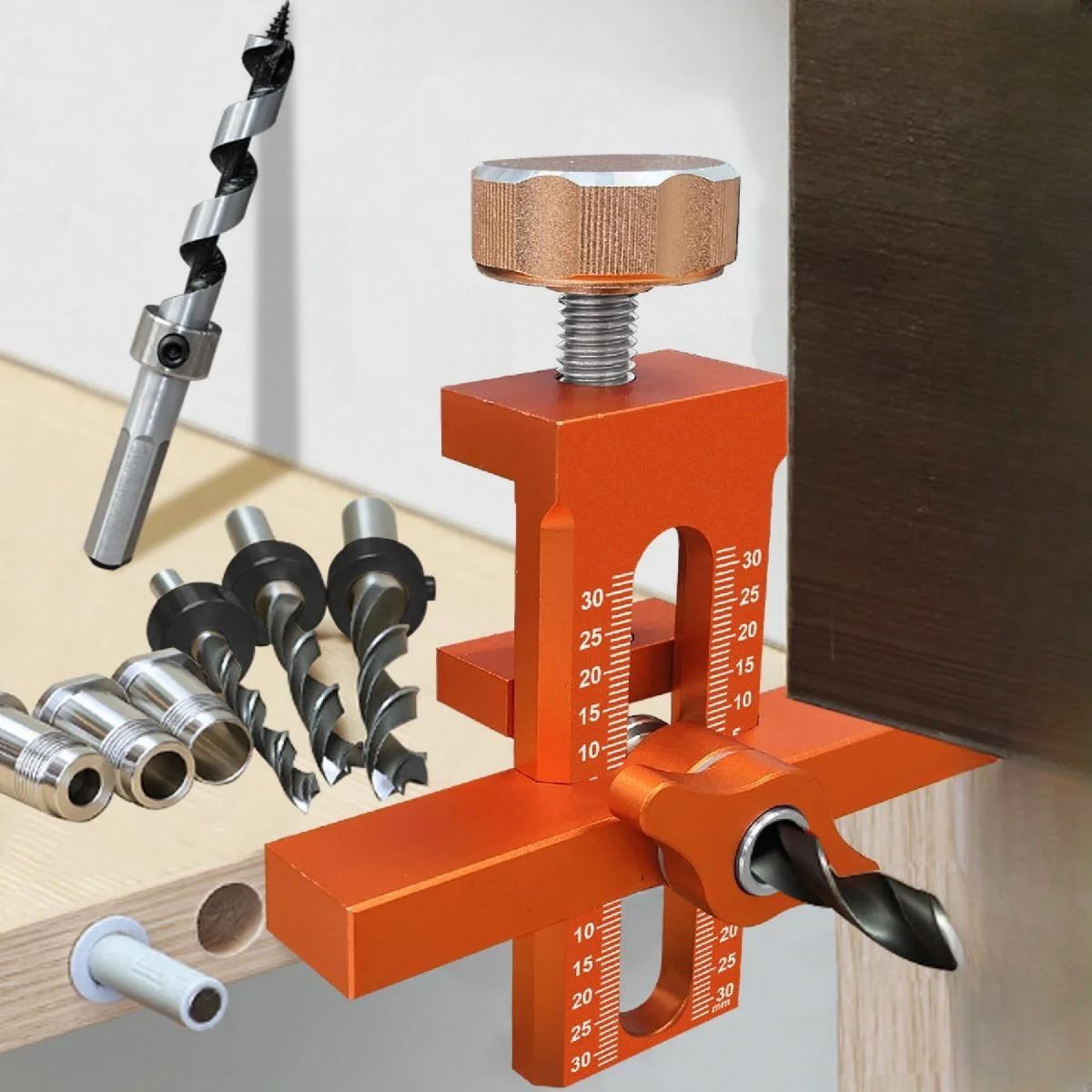 2 in 1 Cabinet Door Installation Jig With .23 .31 .39 In Punch Locator Rebounder Mounting Positioner Tool For Wardrobes mounting Jig Kit C