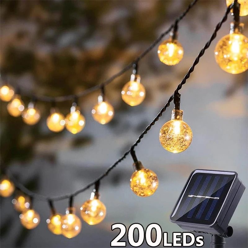 Solar String Lights Outdoor Crystal Fairy Light Set multicolor 21 Ft (30 Led)