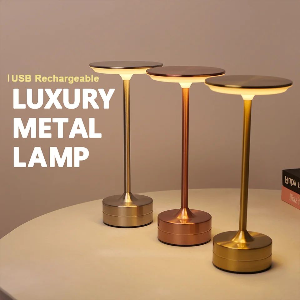 USB Rechargeable Touch LED Table Lamp Night Light, Wireless Portable Reading Lamp For Bedroom, Bar, Hotel, Restaurant silver