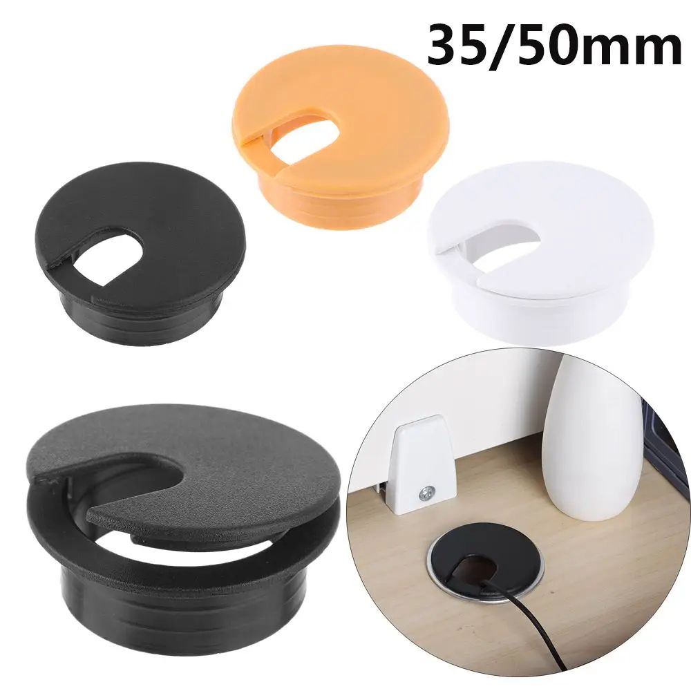 Desk Cable Grommet Hole Cover 35 50mm, Wire Pass Through Cap For Computer Table, Clean Cable Management Outlet Port 1.97 In White
