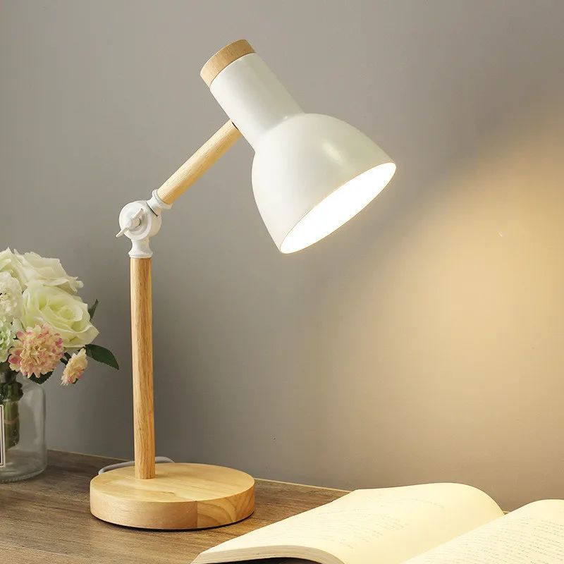 Nordic Wood E27 Desk Lamp, Eye Protection Reading Table Light, Height Adjustable Modern Bedside Lamp For Study green aus Plug