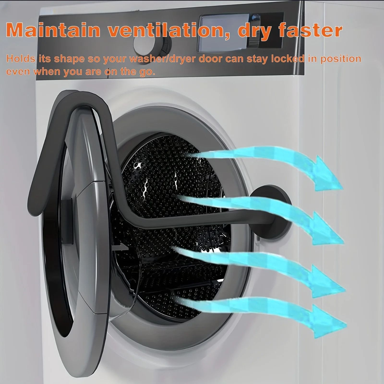 Universal Magnetic Washer Door Prop Flexible Front Loading Washing Machine Door Support black
