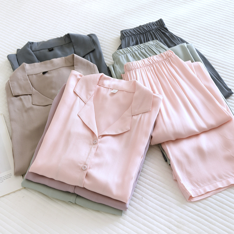 Spring Pajama Sets Men And Women's Cotton Silk Pajamas Long Sleeved Pants Thin Satin Home Clothing Pure Color Couple women Pink xl