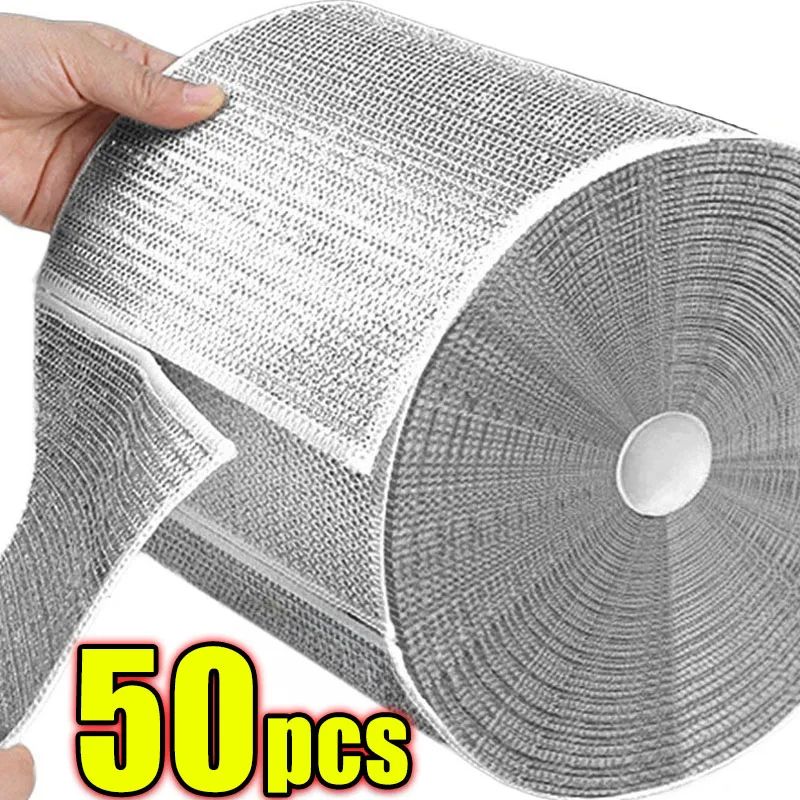 Double Sided Steel Wire Dishcloth Scrubber Rag For Pots & Pans Heavy Duty Kitchen Cleaning Cloth For Grease & Stains single Layer 20 Pcs