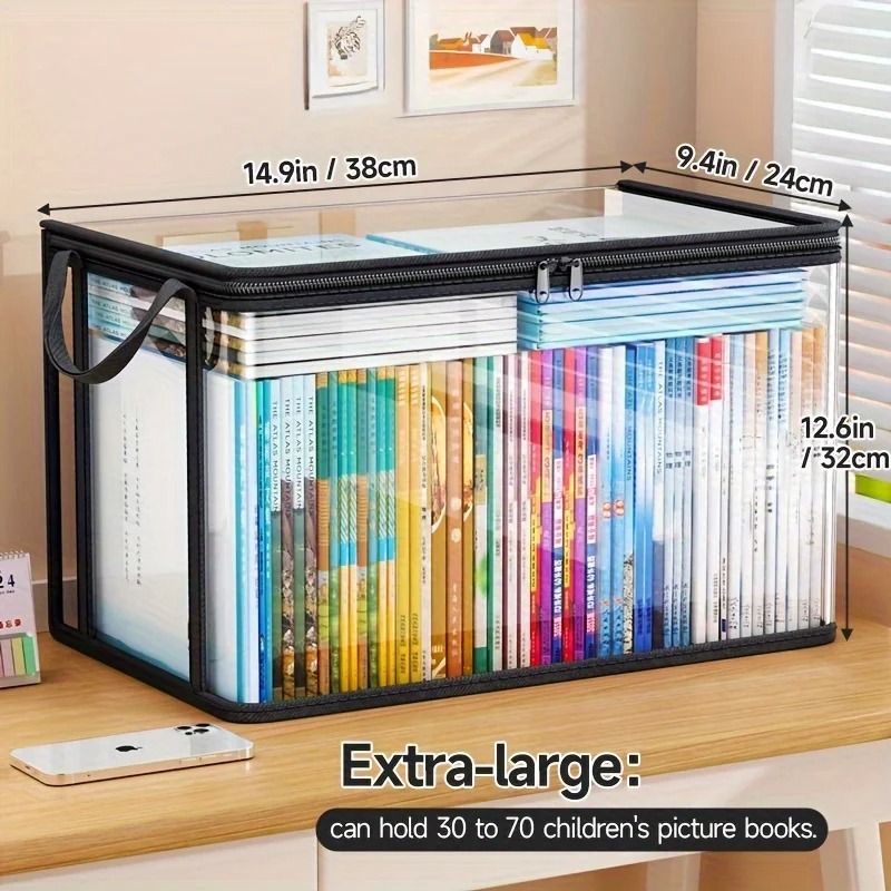 Large Capacity Transparent PVC Flip Top Storage Bag black l