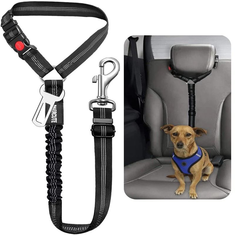 New Solid Two in one Dog Harness Leash Adjustable Pet Backseat Safety Belt green