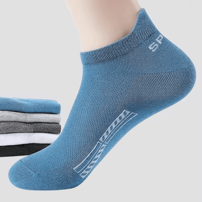 Mens Breathable Cotton Ankle Socks Lightweight Athletic Socks 5 Pair Set gray