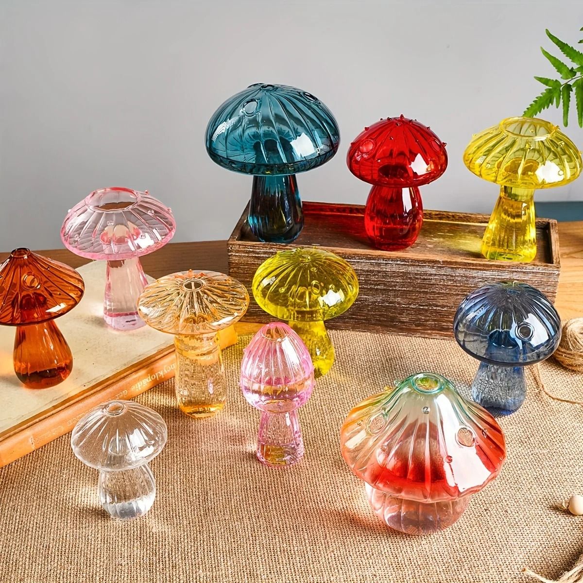 Colorful Mushroom Glass Hydroponic And Aromatherapy Vase yellow