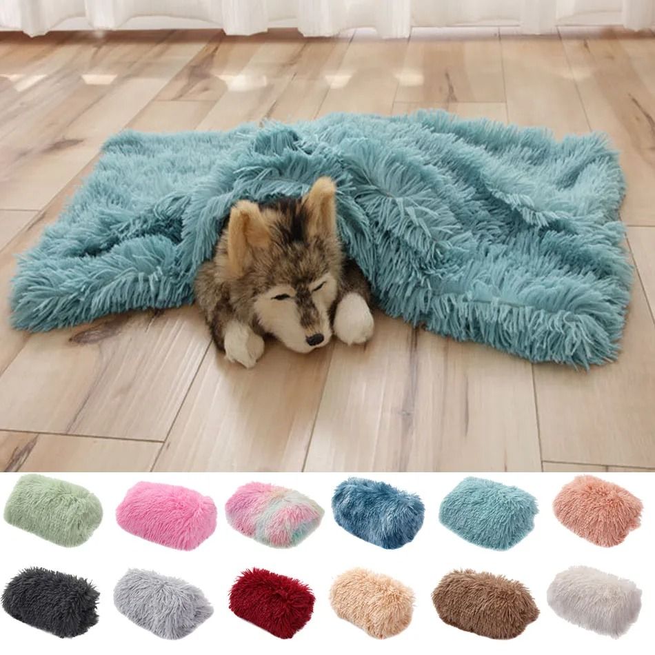 Plush Soft Warm Candy Colored Pet Bed Mat brown l