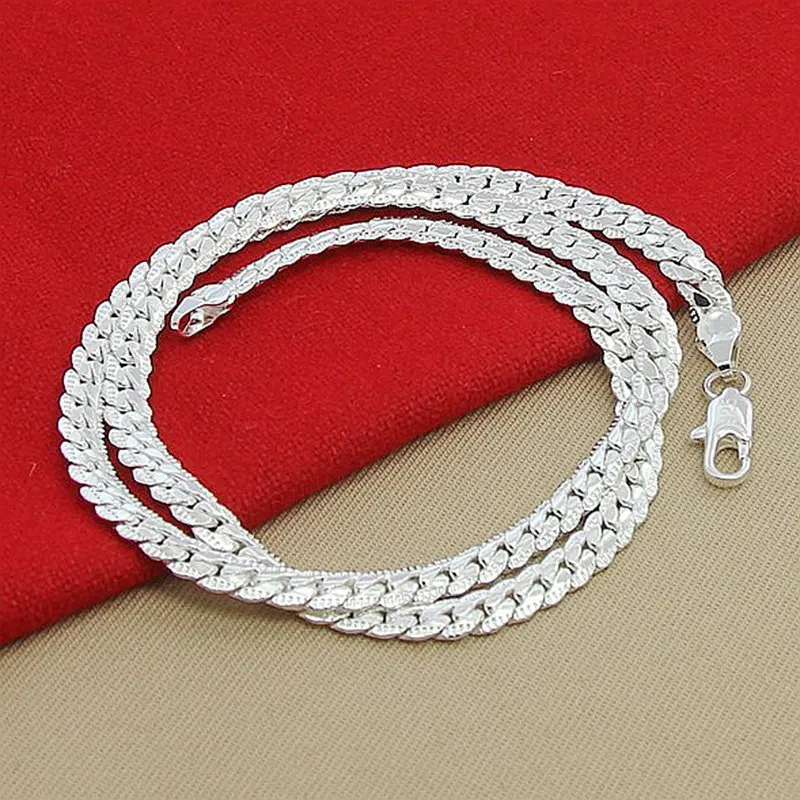 Sterling Silver Sideways Chain Necklace For Women And Men, Wedding Jewelry Set Gift Idea 50cm 20inches