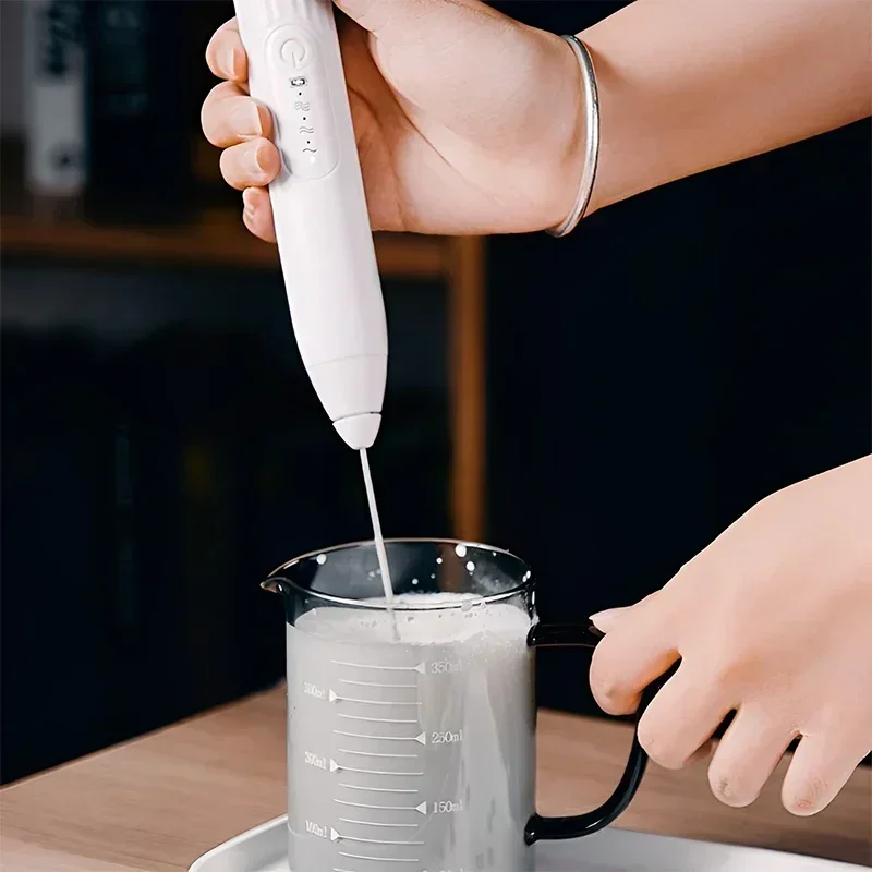 Portable USB Electric Egg Beater, Household Kitchen Handheld Egg White Frother, Coffee Whipping Foam Cream Gadget black