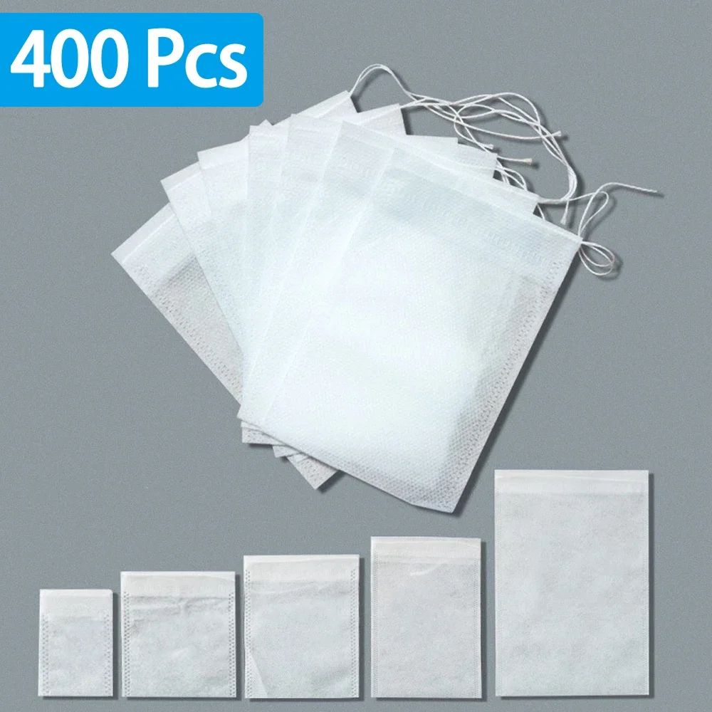 Heat Seal Empty Tea Bags With String (Disposable Tea Filter Bags For Loose Leaf & Herbs) 400pcs 2.76 3.54 In