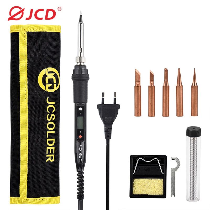 JCD 80W Digital Soldering Iron With LCD Display, Adjustable Temperature, Dual Voltage 110V 220V black 80w 110v