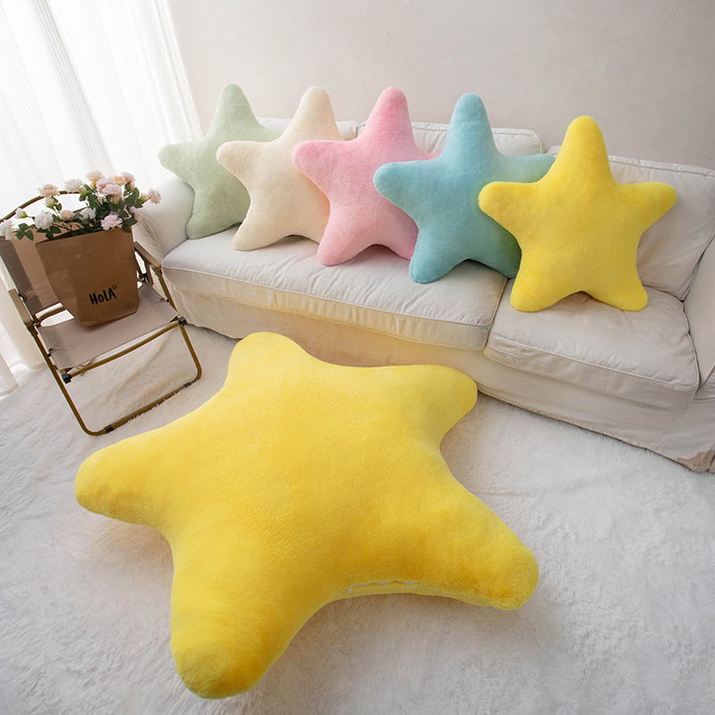 Colorful Star Plush Pillow Natural Sky Stuffed Cushion Pink Yellow Blue Green Cream Sofa Chair Bed Decor yellow