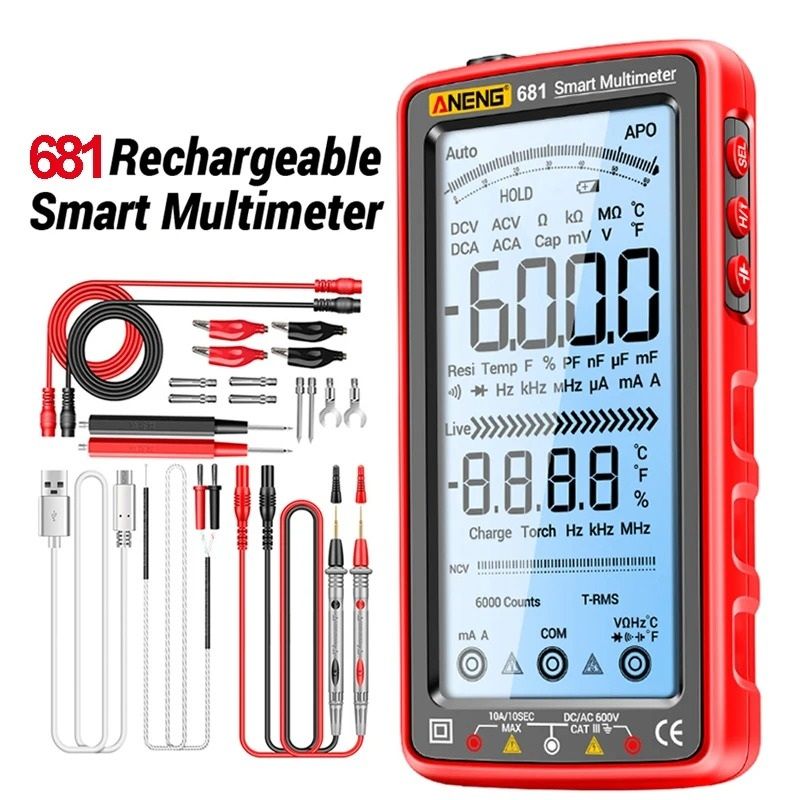 Professional Ultra Slim Rechargeable Digital Multimeter black