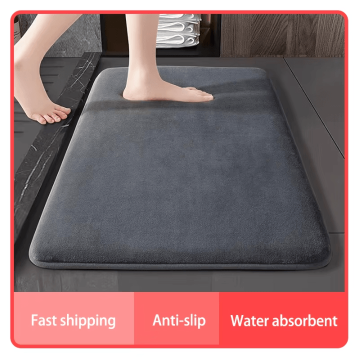 Super Absorbent Coral Velvet Floor & Bath Mat Anti Slip Waterproof Door & Bathroom Rug 03 Grey 20 32 In