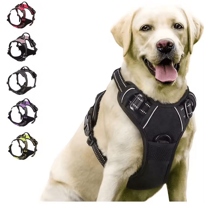 No Pull Dog Harness With Front Clip Dog Harness, Heavy Duty Reflective And Easy Control Handle For Large Dog Walking green m