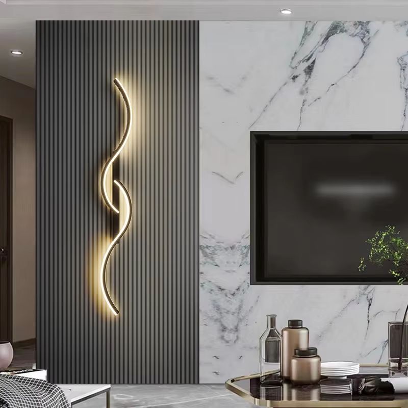 Minimalist LED Wall Lamp Long Strip Indoor Lighting Fixture For Bedroom And Living Room gold 23.62in stepless Dimming