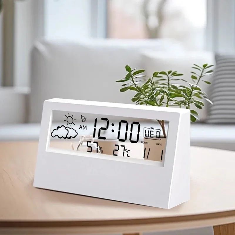 Smart LED Weather Station Clock With Alarm Indoor Temperature & Humidity Monitor type 7