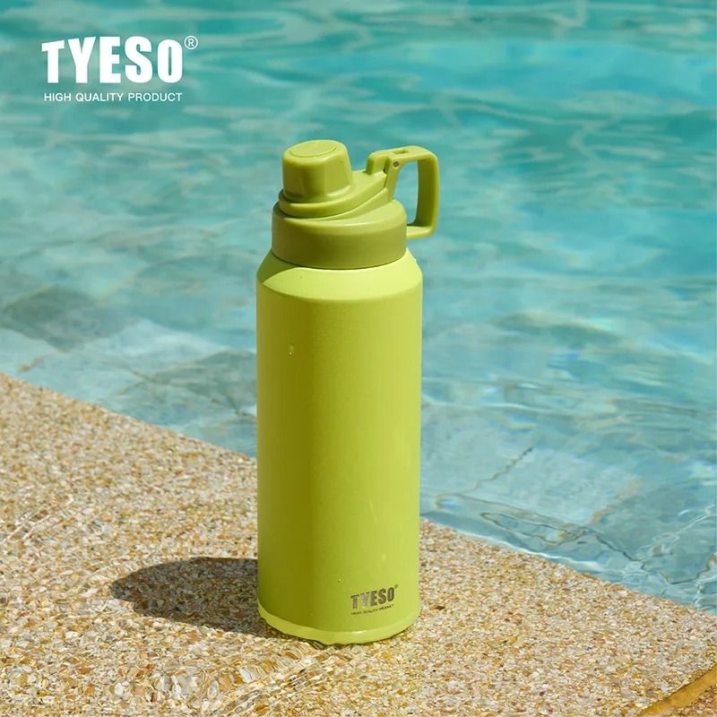 TYESO Large Capacity Sports Thermos Matte Stainless Steel Outdoor Water Kettle blue 1200 Ml