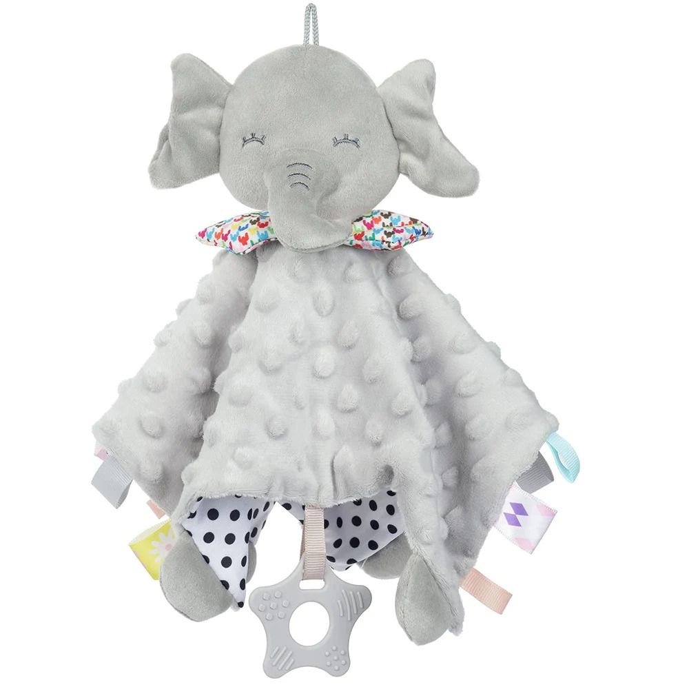 Baby Security Blanket Elephant With Tags Teether Rattles Soft Snuggle Stuffed Animal bee