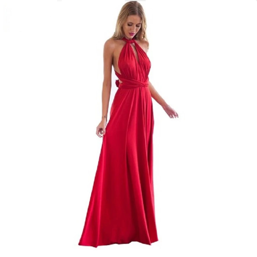 Sexy Women Multiway Wrap Convertible Boho Maxi Dress, Red Bandage Long Dress For Party Bridesmaids, Infinity Robe Longue gold xl