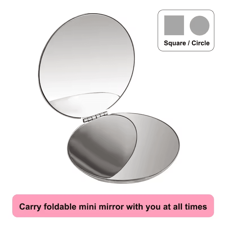 Ultra Slim Folding Cosmetic Mirror | Shatterproof Stainless Steel Portable Pocket Makeup Mirror rectangle