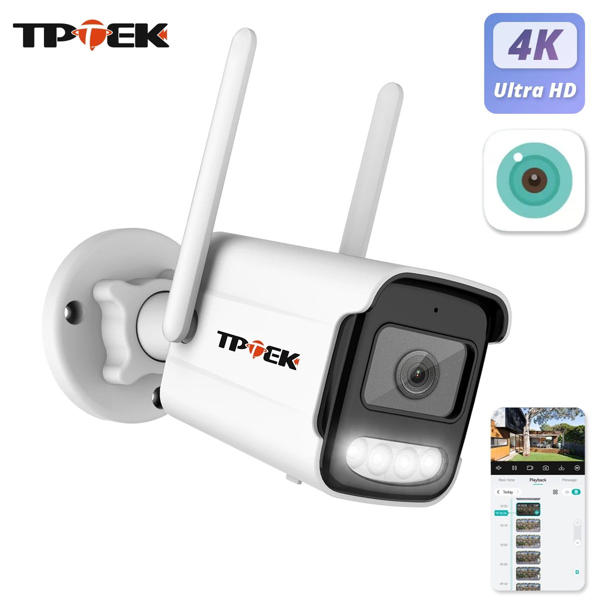 4K 8MP Outdoor WiFi IP Security Camera With AI Human Detection And ICSee App 8mp 64g Tf Card eu