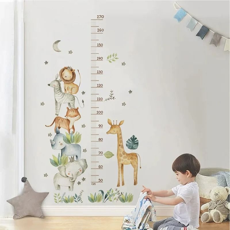 Cute Cartoon Animal Kids Growth Chart Wall Decoration Stickers For Children's Rooms animal B