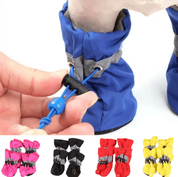 4 Piece Waterproof Dog Boots Anti Slip Pet Shoes For Small Cats & Dogs Paw Protection blue xxs