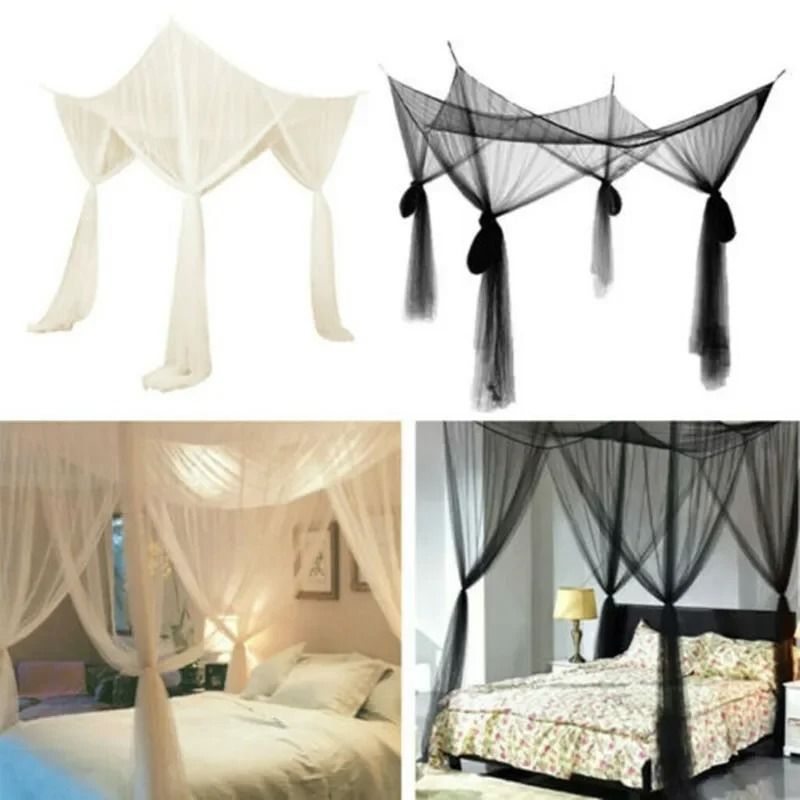 Four Door Mosquito Net Canopy Bed Net For King Queen Beds black