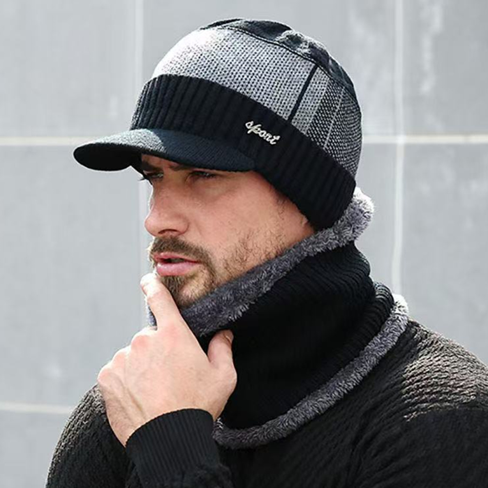 Plush Fur Lined Winter Hat Cap Winter Warm Suit Classic Hat For Male Outdoor Use red