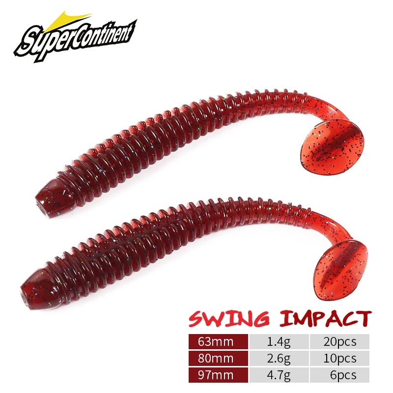 Impact Ring Shad Soft Plastic Swimbait Paddle Tail Lure Set 63mm 80mm 97mm b 97mm 6pcs